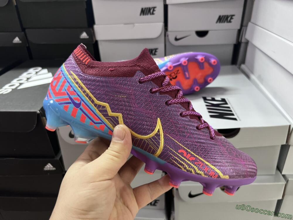 Nike Air Zoom Mercurial Vapor 15 Elite AG Artificial Grass Soccer Cleats - Red/Gold/Blue