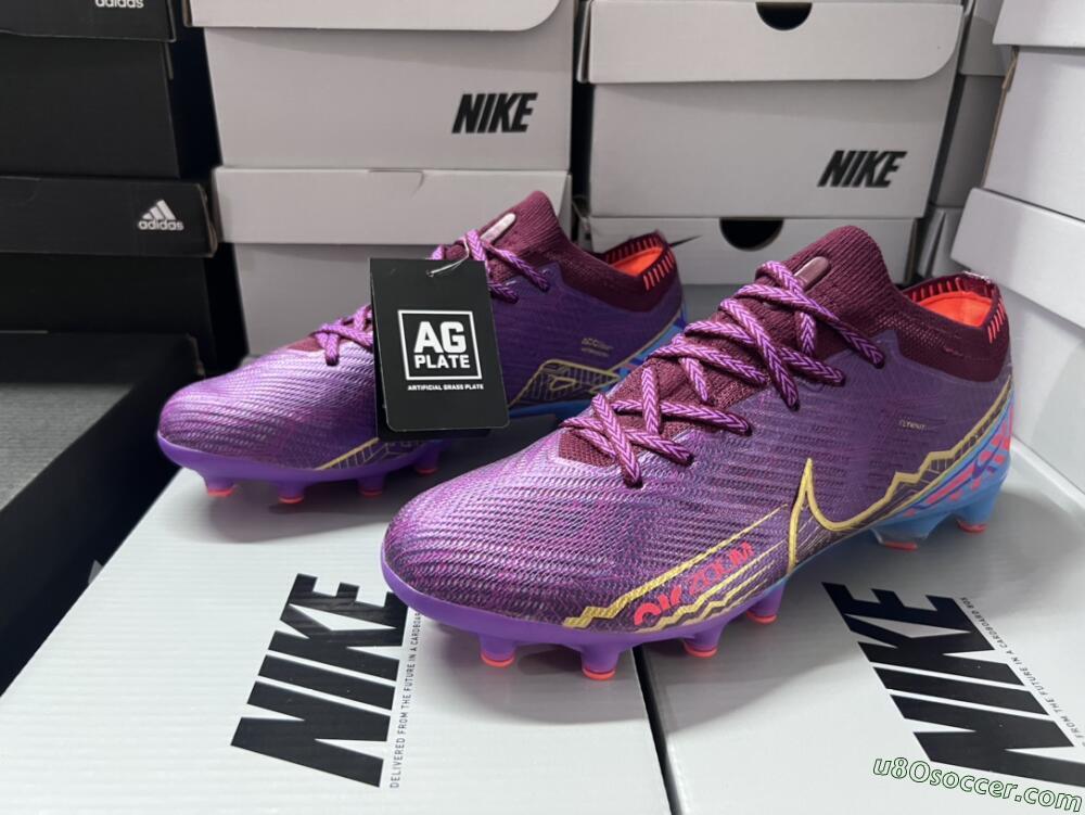 Nike Air Zoom Mercurial Vapor 15 Elite AG Artificial Grass Soccer Cleats - Red/Gold/Blue