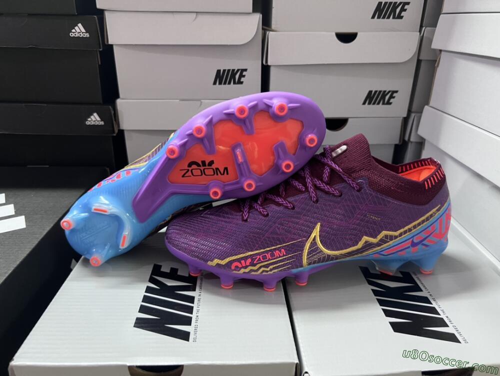 Nike Air Zoom Mercurial Vapor 15 Elite AG Artificial Grass Soccer Cleats - Red/Gold/Blue