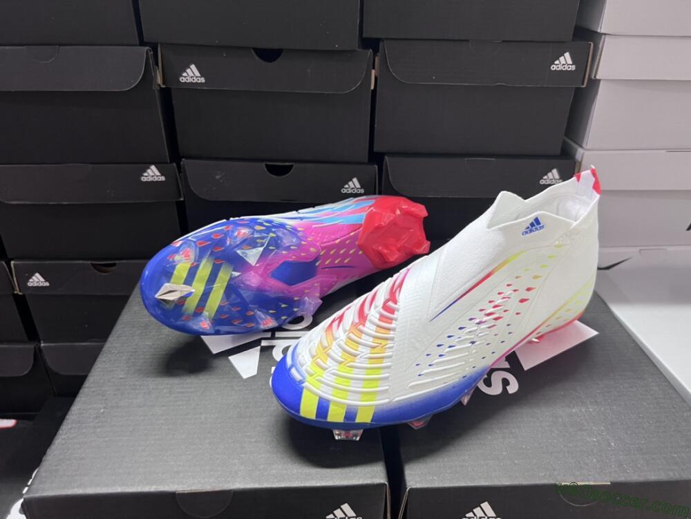 Adidas Predator FIFA World Cup Qatar 2022 Edge+ FG Firm Ground Soccer Cleats - White/Red/Blue