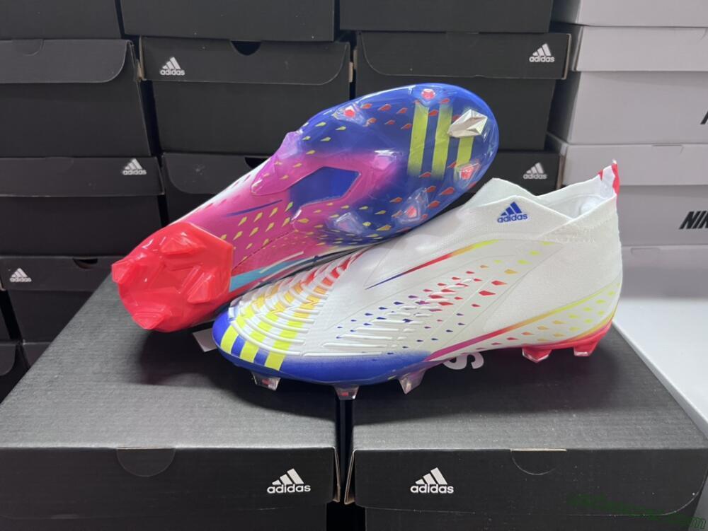 Adidas Predator FIFA World Cup Qatar 2022 Edge+ FG Firm Ground Soccer Cleats - White/Red/Blue