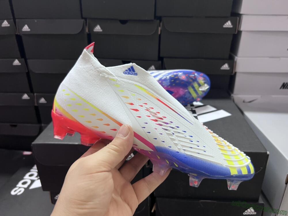 Adidas Predator FIFA World Cup Qatar 2022 Edge+ FG Firm Ground Soccer Cleats - White/Red/Blue