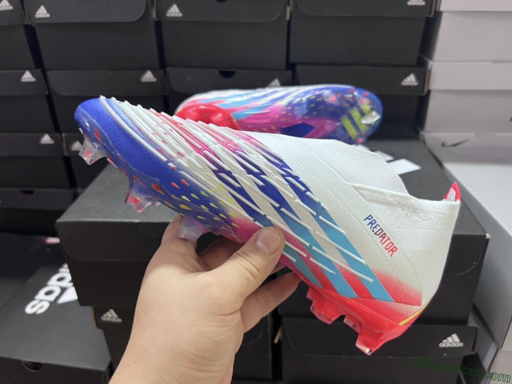 Adidas Predator FIFA World Cup Qatar 2022 Edge+ FG Firm Ground Soccer Cleats - White/Red/Blue