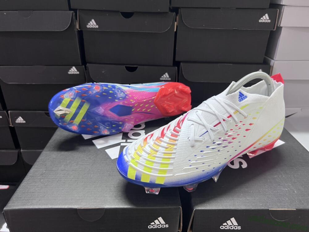 Adidas Predator FIFA World Cup Qatar 2022 Edge+ FG Firm Ground Soccer Cleats - White/Red/Blue