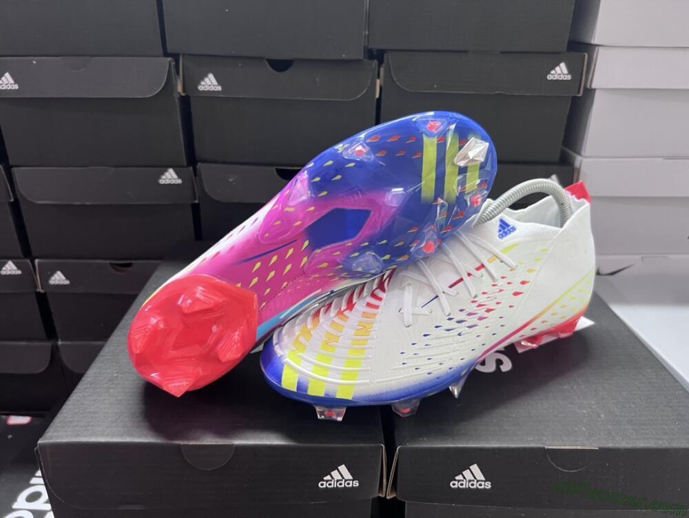 Adidas Predator FIFA World Cup Qatar 2022 Edge+ FG Firm Ground Soccer Cleats - White/Red/Blue