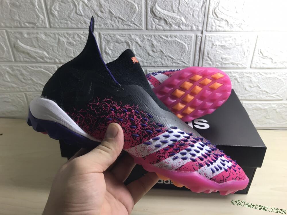 Adidas Predator Freak+ TF Artificial Turf Soccer Shoes - Black/Purple/Pink