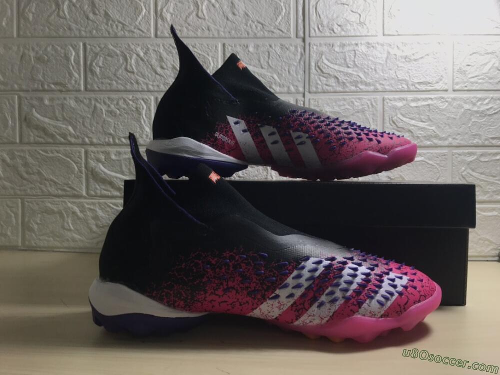 Adidas Predator Freak+ TF Artificial Turf Soccer Shoes - Black/Purple/Pink