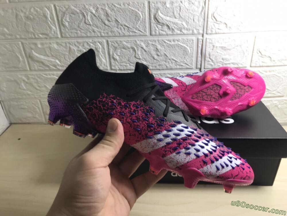 Adidas Predator Freak.1 FG Firm Ground Soccer Cleats - Black/Pink/Purple