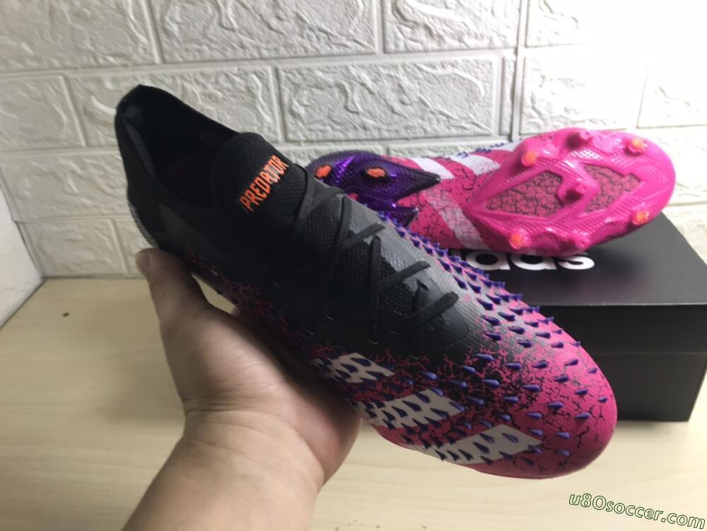 Adidas Predator Freak.1 FG Firm Ground Soccer Cleats - Black/Pink/Purple
