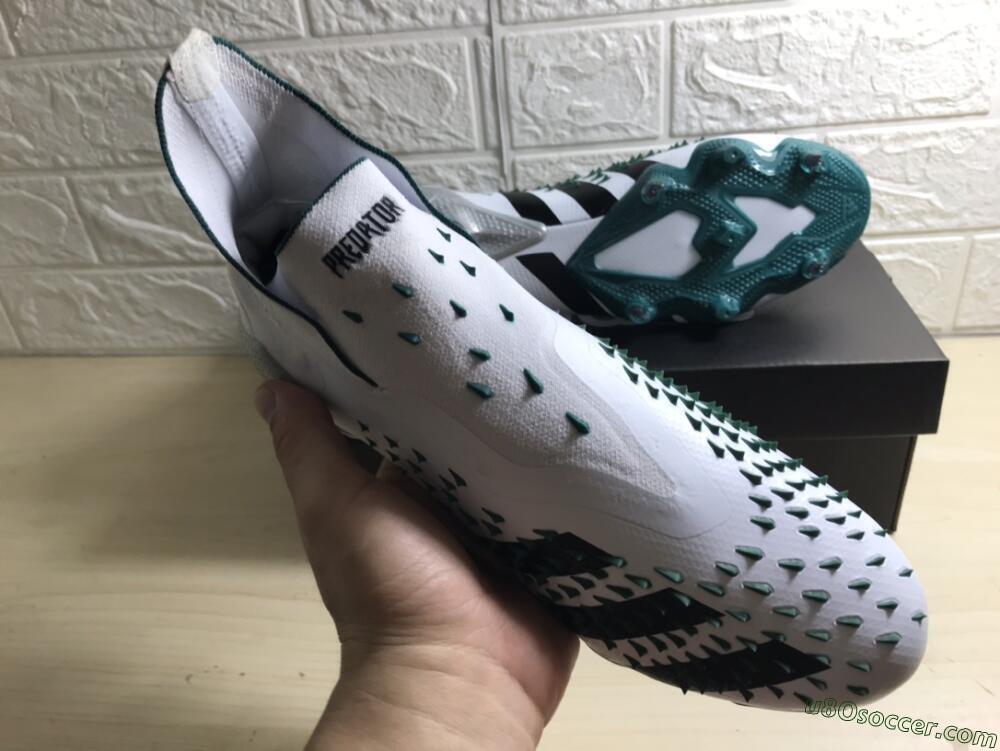 Adidas Predator Freak+ FG Firm Ground Soccer Cleats - White/Black/Green