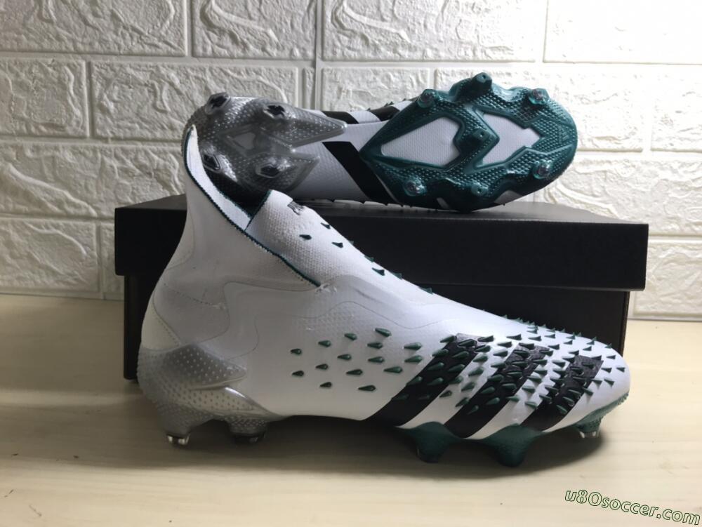 Adidas Predator Freak+ FG Firm Ground Soccer Cleats - White/Black/Green
