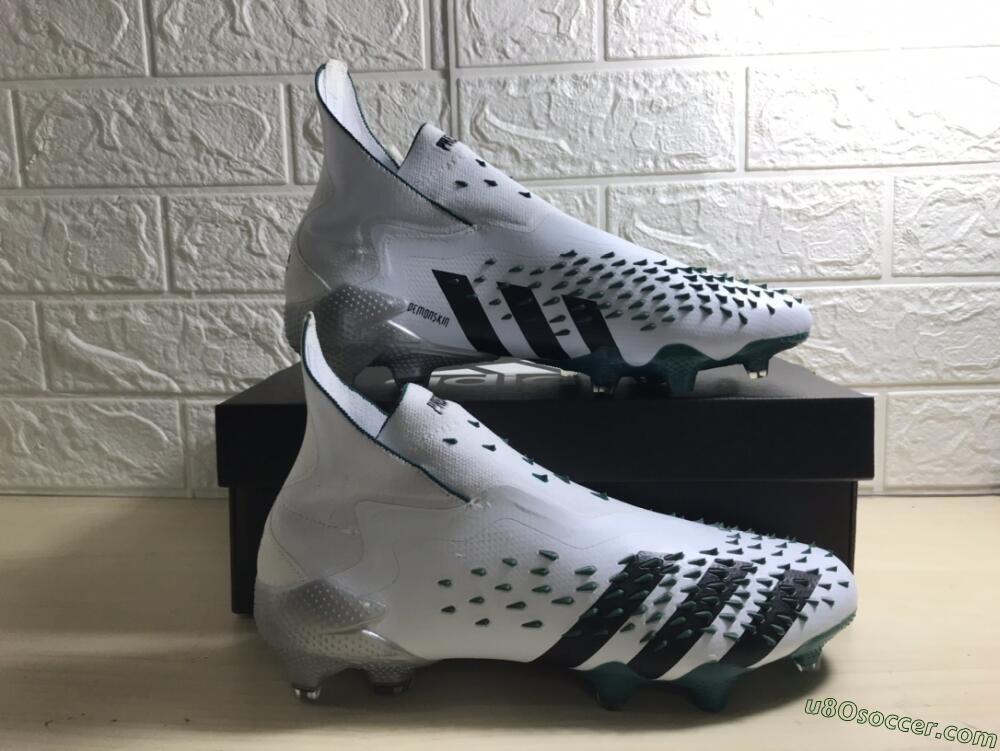 Adidas Predator Freak+ FG Firm Ground Soccer Cleats - White/Black/Green