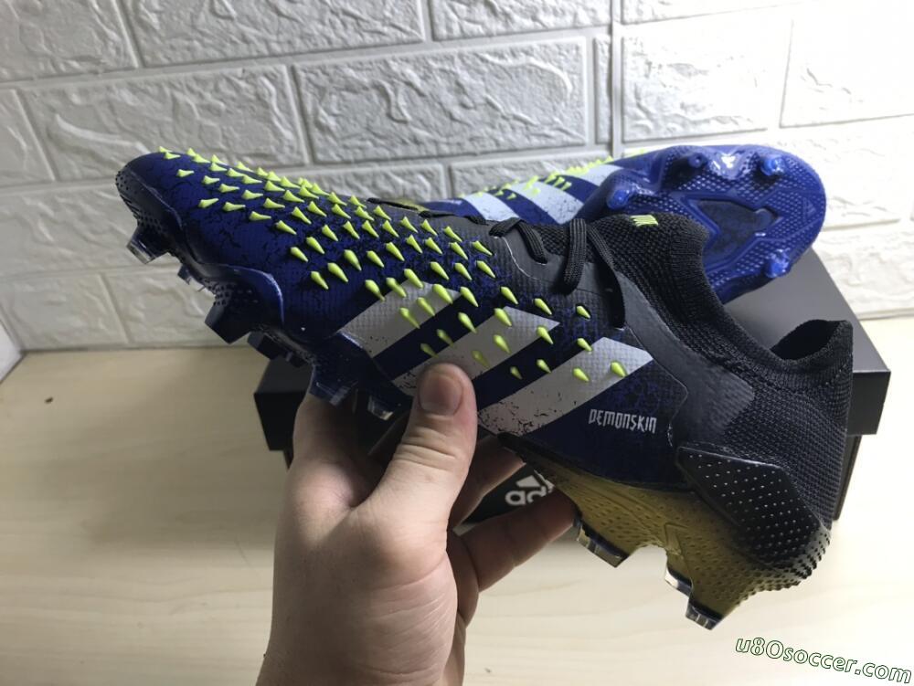 Adidas Predator Freak.1 Low FG Firm Ground Soccer Cleats - Black/Blue/Green