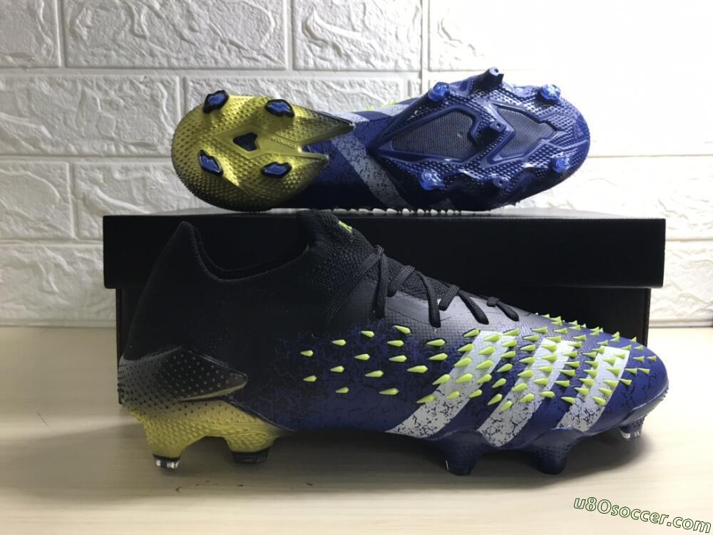 Adidas Predator Freak.1 Low FG Firm Ground Soccer Cleats - Black/Blue/Green