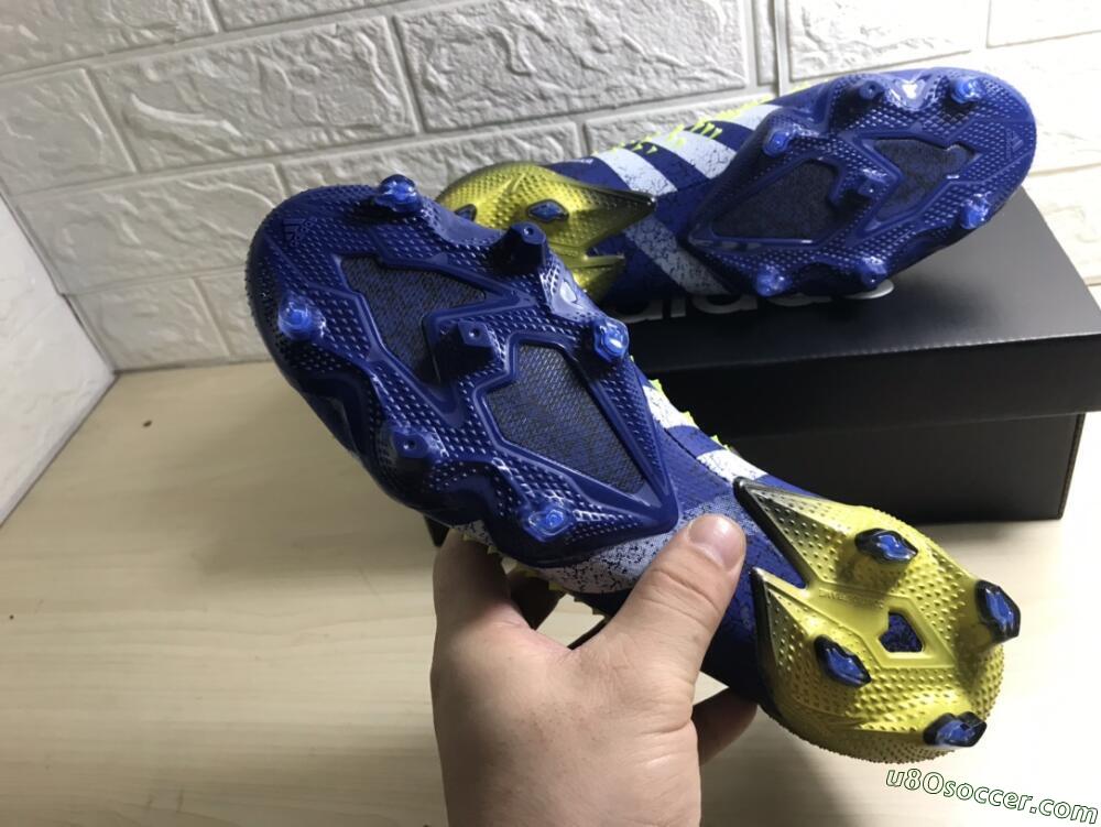 Adidas Predator Freak.1 Low FG Firm Ground Soccer Cleats - Black/Blue/Green