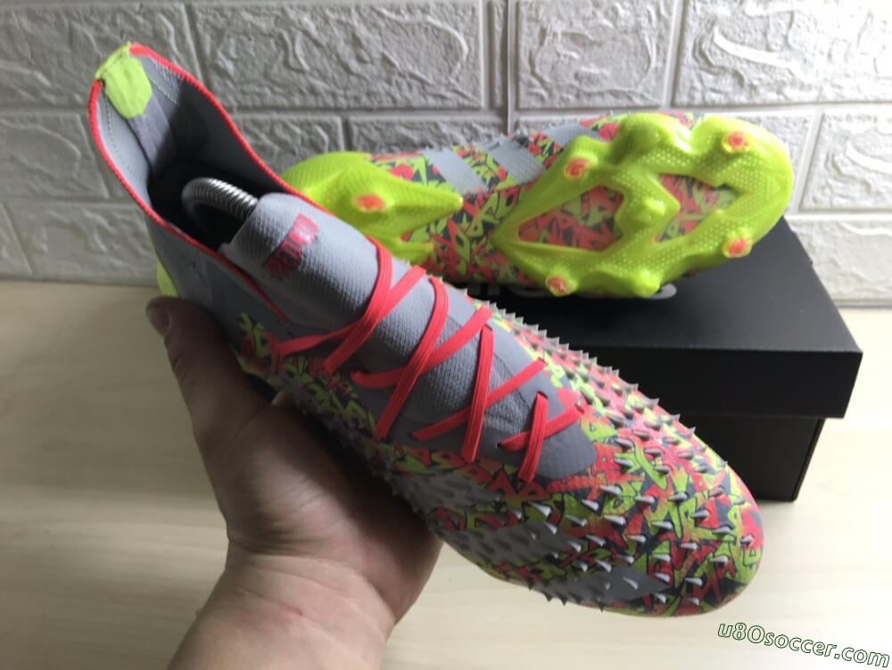 Adidas Predator Freak.1 FG Firm Ground Soccer Cleats - Grey/Yellow/Orange