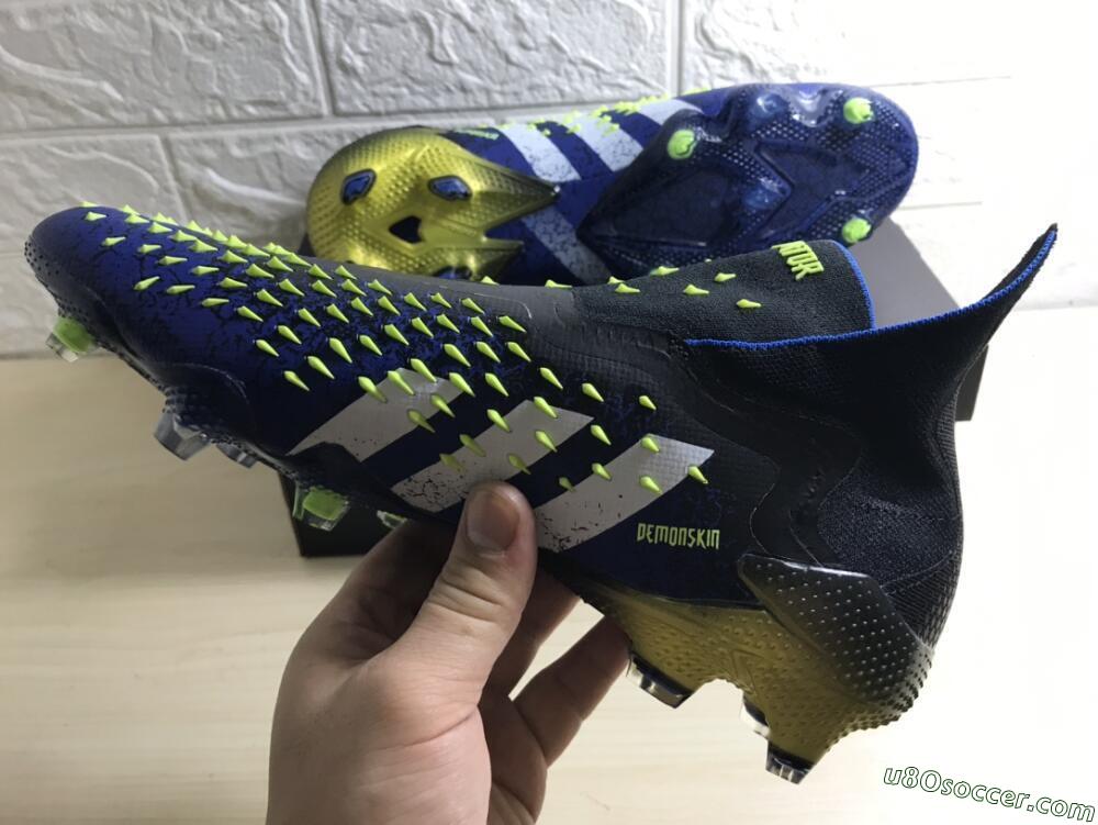 Adidas Predator Freak+ FG Firm Ground Soccer Cleats - Black/White/Blue