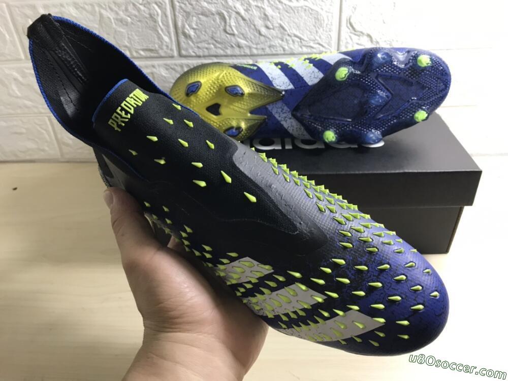 Adidas Predator Freak+ FG Firm Ground Soccer Cleats - Black/White/Blue