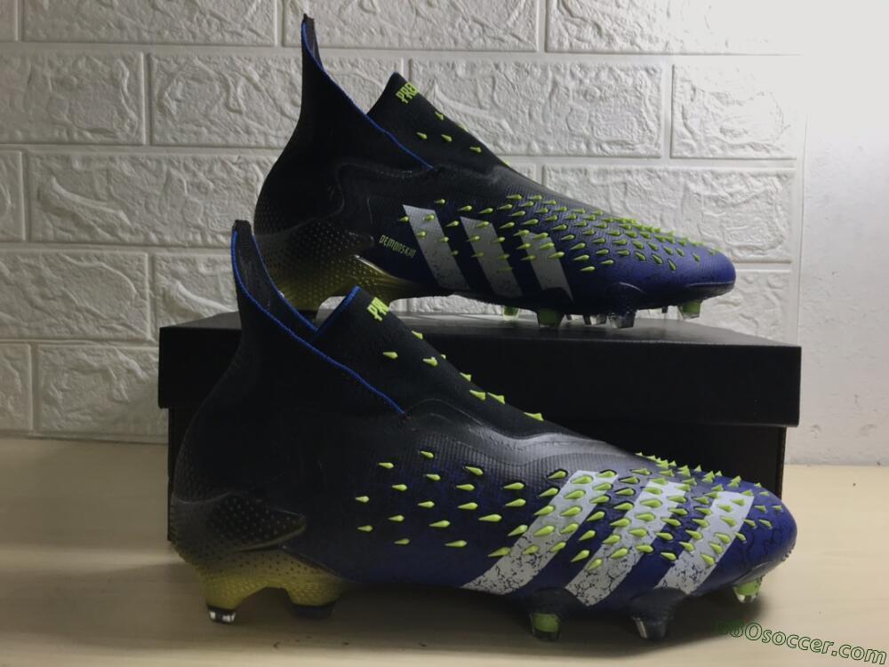 Adidas Predator Freak+ FG Firm Ground Soccer Cleats - Black/White/Blue