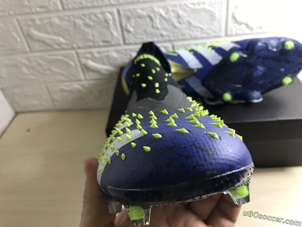 Adidas Predator Freak+ FG Firm Ground Soccer Cleats - Black/White/Blue