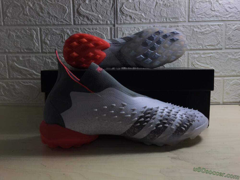 Adidas Predator Freak+ TF Artificial Turf Soccer Shoes - White/Grey/Red