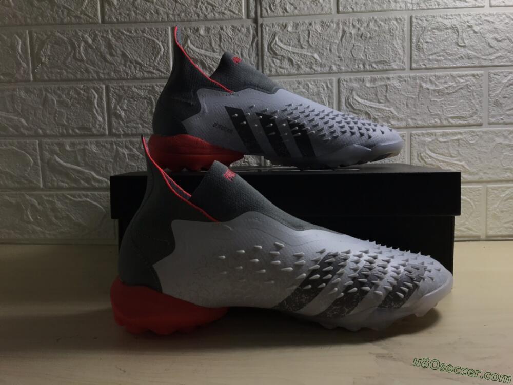 Adidas Predator Freak+ TF Artificial Turf Soccer Shoes - White/Grey/Red