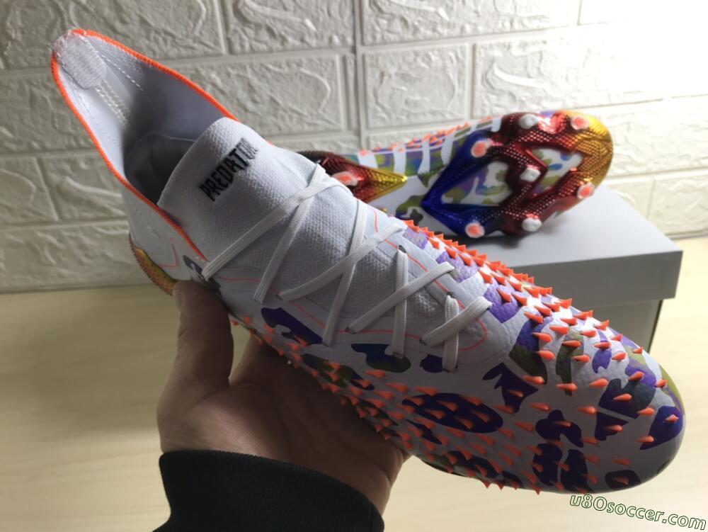 Adidas Predator Freak.1 FG Firm Ground Soccer Cleats - White/Rainbow