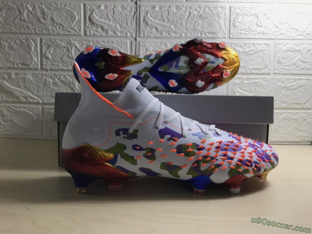 Adidas Predator Freak.1 FG Firm Ground Soccer Cleats - White/Rainbow
