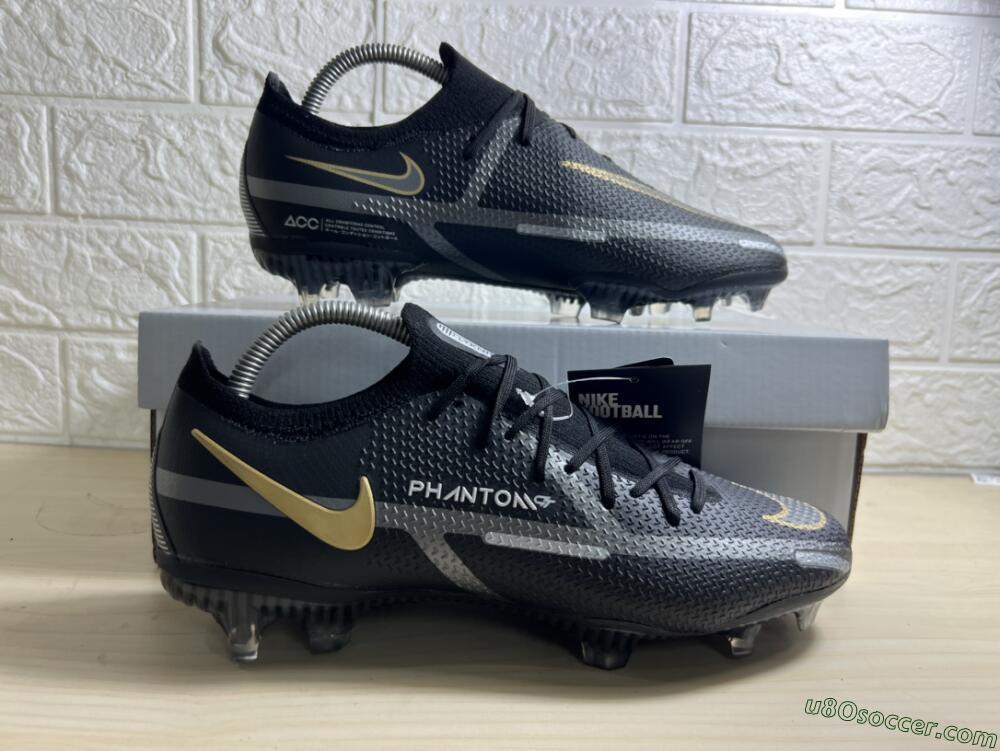 Nike Phantom GT 2 FG Firm Ground Soccer Cleats - Black/Silver/Gold