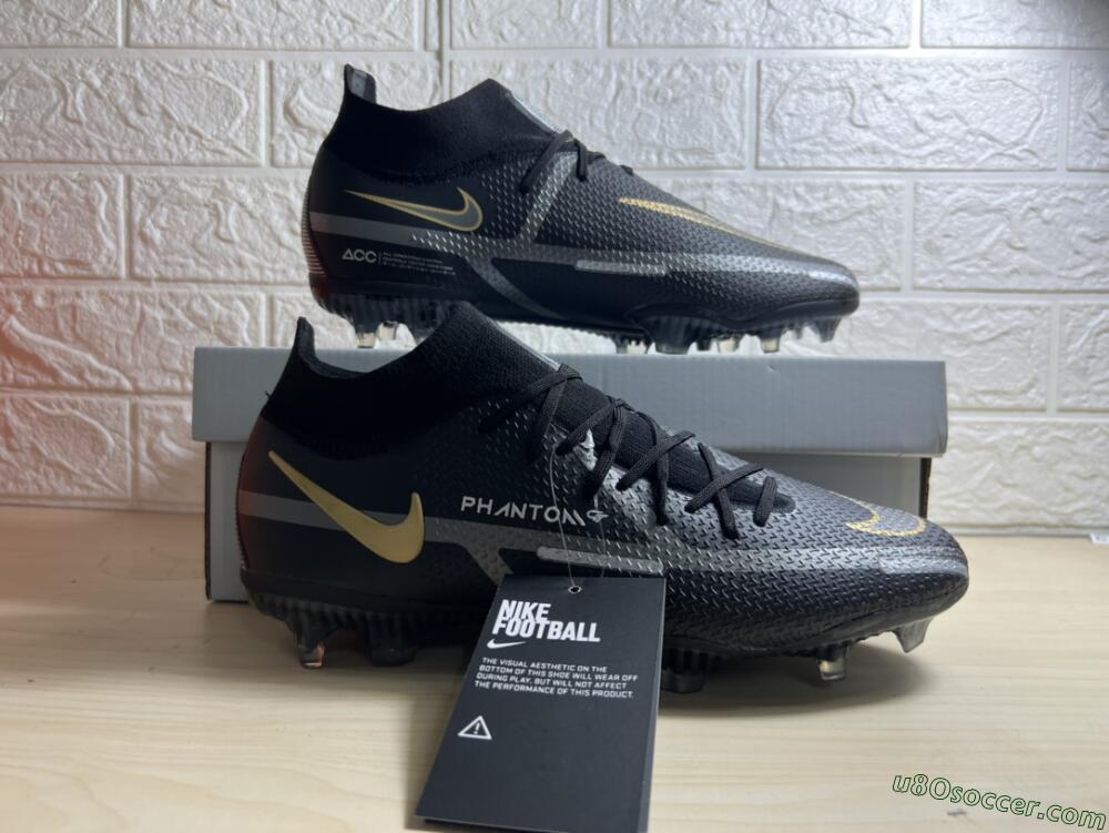Nike Phantom GT 2 DF FG Firm Ground Soccer Cleats - Black/Silver/Gold