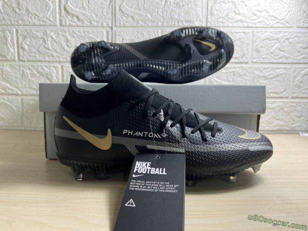 Nike Phantom GT 2 DF FG Firm Ground Soccer Cleats - Black/Silver/Gold