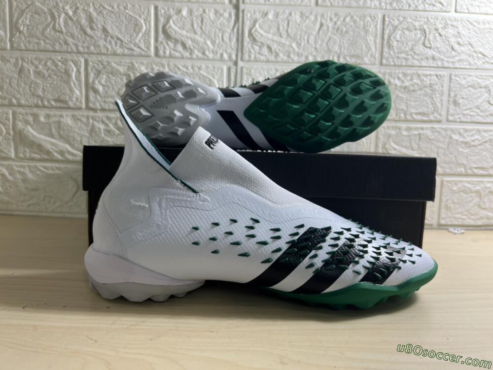 Adidas Predator Freak+ TF Artificial Turf Soccer Shoes - White/Green/Black