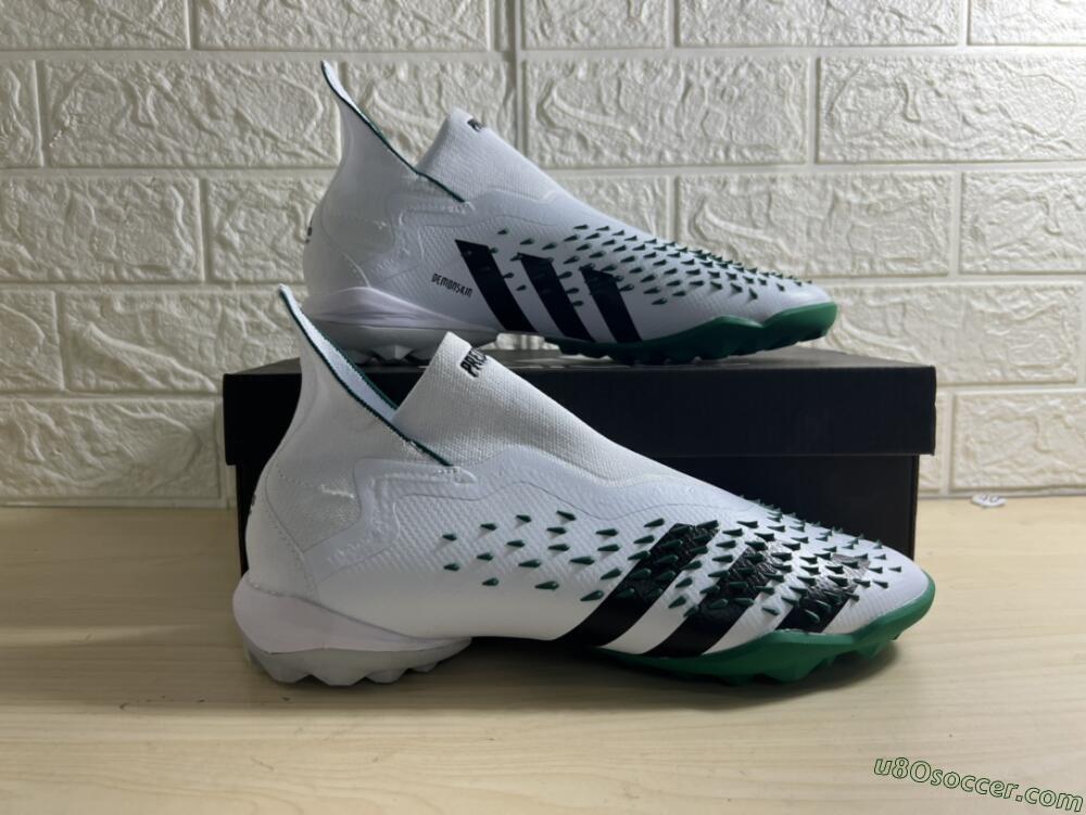 Adidas Predator Freak+ TF Artificial Turf Soccer Shoes - White/Green/Black