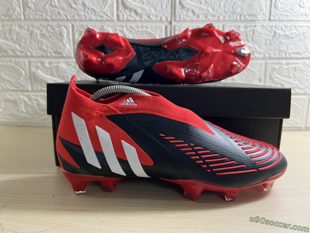 Adidas Predator Edge Geometric+ FG Firm Ground Soccer Cleats - Red/Black/White