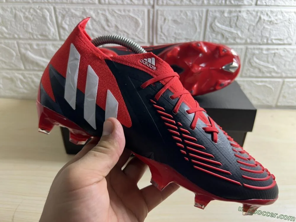 Geometric Red, Black & White FG Soccer Cleats for Precision Play