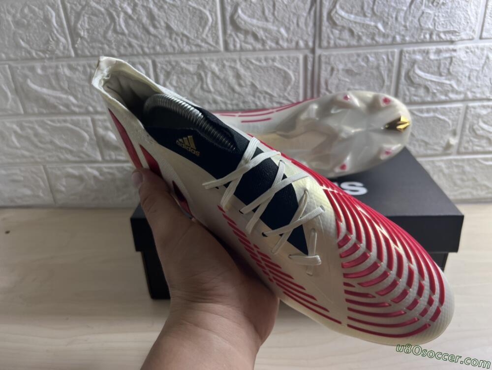 Adidas Predator Edge.1 Low FG Firm Ground Soccer Cleats - White/Red