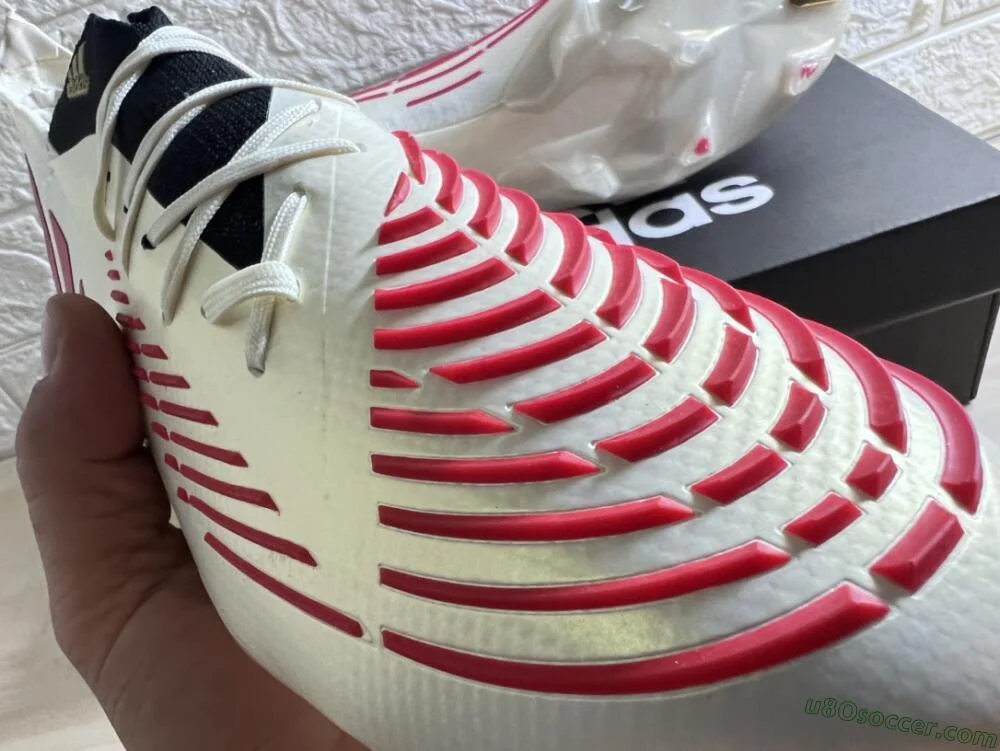 White and Red FG Soccer Cleats - Low-cut Adidas Predator Edge.1