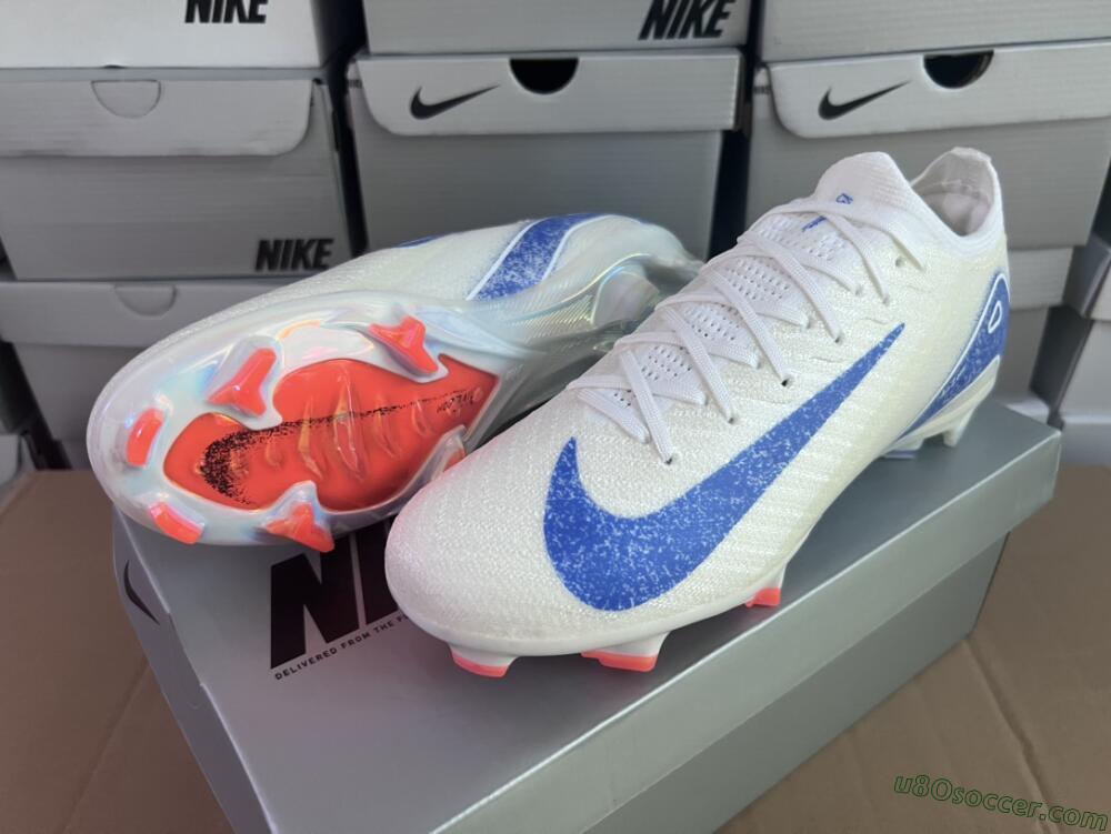 Nike Air Zoom Mercurial Vapor 16 Elite FG Firm Ground Soccer Cleats - White/Silver/Blue/Orange
