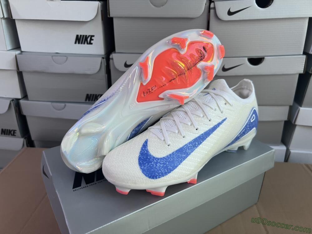 Nike Air Zoom Mercurial Vapor 16 Elite FG Firm Ground Soccer Cleats - White/Silver/Blue/Orange