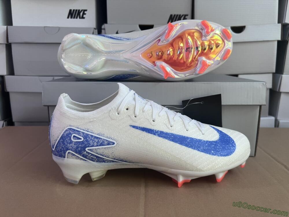 Nike Air Zoom Mercurial Vapor 16 Elite FG Firm Ground Soccer Cleats - White/Silver/Blue/Orange