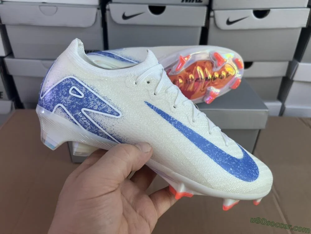 FG Firm Ground Soccer Cleats White Silver Blue Orange