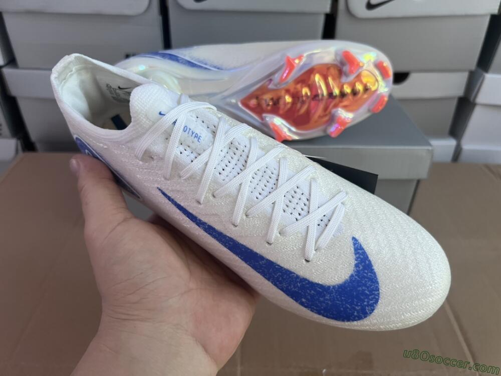 Nike Air Zoom Mercurial Vapor 16 Elite FG Firm Ground Soccer Cleats - White/Silver/Blue/Orange