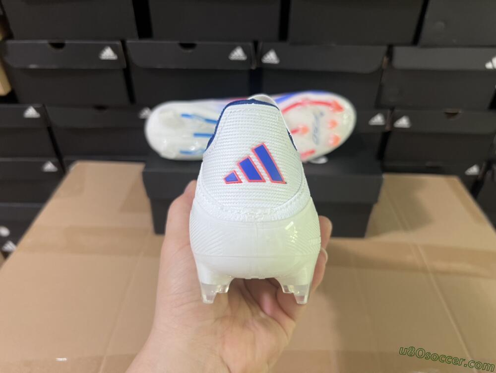 Adidas F50 Adizero FG Firm Ground Soccer Cleats - White/Blue/Orange