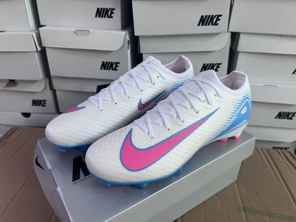 Nike Air Zoom Mercurial Vapor 16 Elite FG Firm Ground Soccer Cleats - White/Pink/Blue