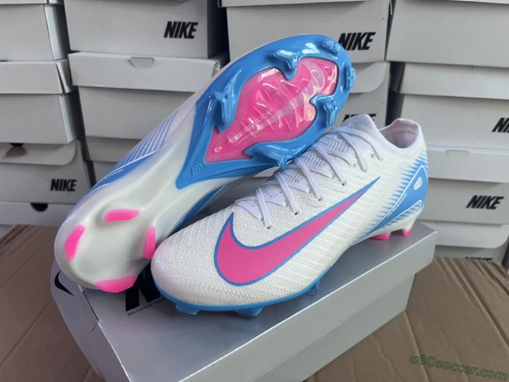 Nike Air Zoom Mercurial Vapor 16 Elite FG Firm Ground Soccer Cleats - White/Pink/Blue