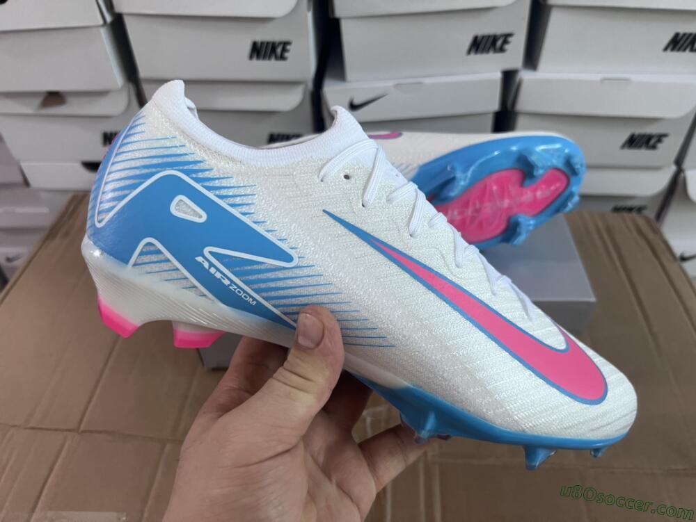 Nike Air Zoom Mercurial Vapor 16 Elite FG Firm Ground Soccer Cleats - White/Pink/Blue