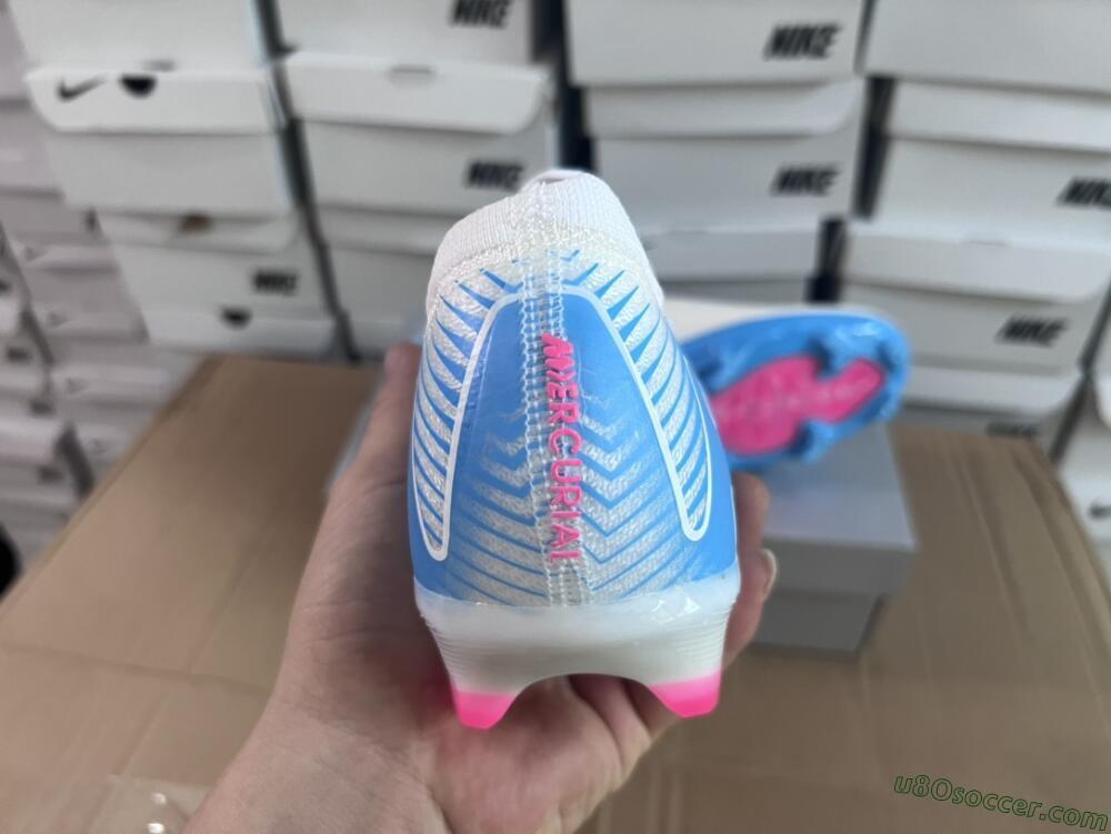 Nike Air Zoom Mercurial Vapor 16 Elite FG Firm Ground Soccer Cleats - White/Pink/Blue