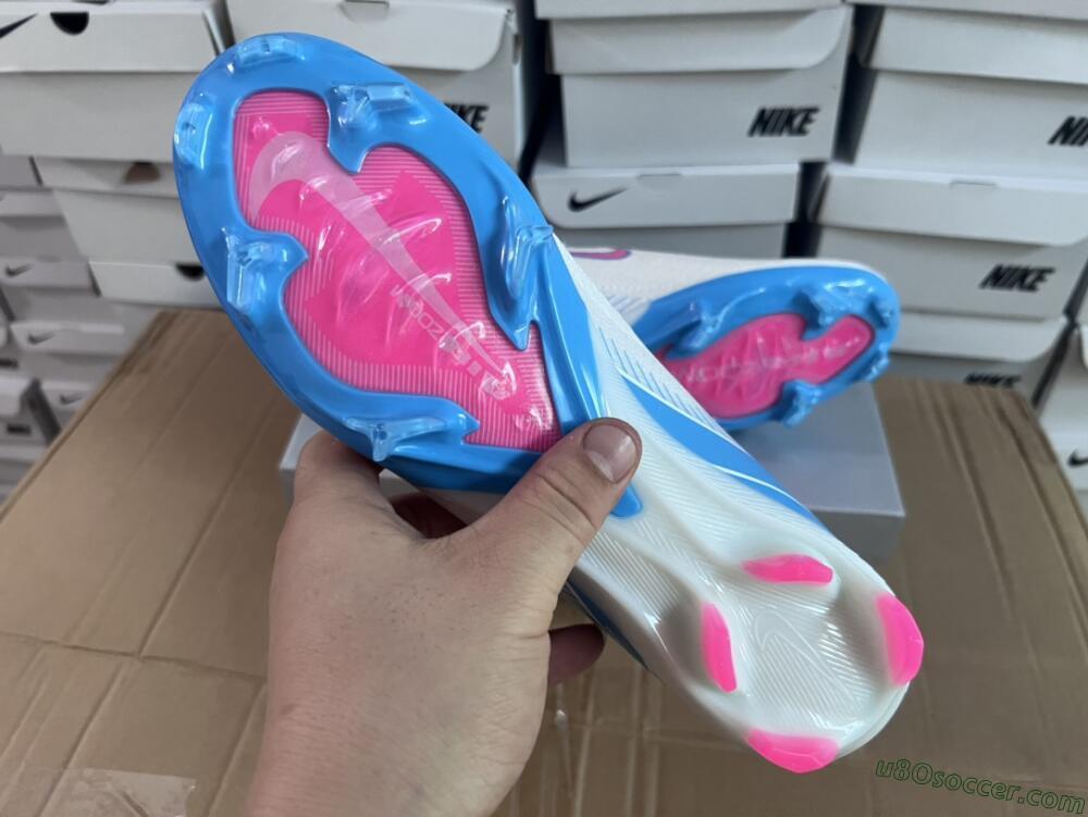 Nike Air Zoom Mercurial Vapor 16 Elite FG Firm Ground Soccer Cleats - White/Pink/Blue