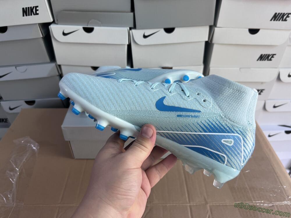 Nike Air Zoom Mercurial Superfly 10 Elite AG Artificial Grass Soccer Cleats - Jade/Beige/Blue