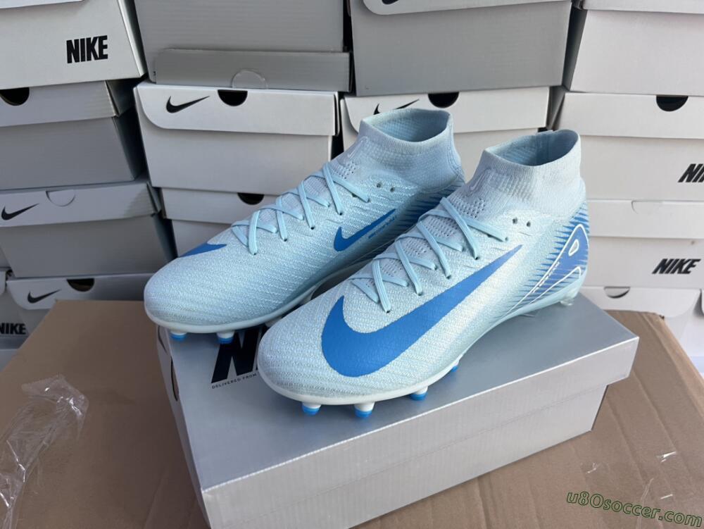 Nike Air Zoom Mercurial Superfly 10 Elite AG Artificial Grass Soccer Cleats - Jade/Beige/Blue